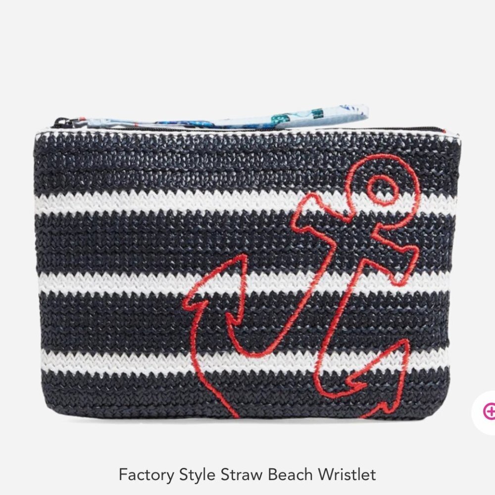 Vera Bradley Straw Beach Wristlet Anchors Aweigh NWT